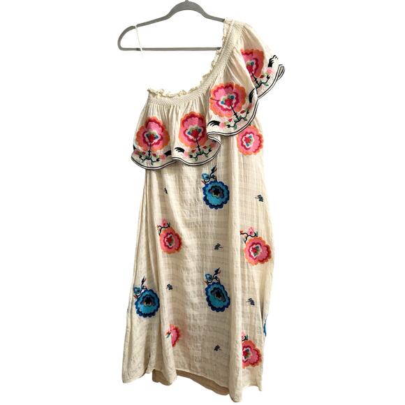 Plenty by Tracy Reese Floral Embroidered One-Shoulder Midi Dress Boho Sexy - Picture 9 of 10